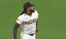 two padres baseball players are standing on a field