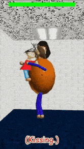 a screenshot of a video game with the word kissing on it