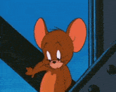 jerry from tom and jerry is holding a picture of a cat with hearts above it
