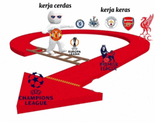a red arrow pointing to the champions league and the premier league
