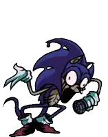 a cartoon of a skeleton sonic the hedgehog holding a microphone and singing .