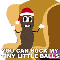 a cartoon of a worm wearing a santa hat with the words you can suck my tiny little balls