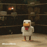 a picture of a chicken in a boxing ring with the hashtag #minecraft movie
