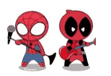Deadpool Spiderman GIF - Deadpool Spiderman Rock On GIFs