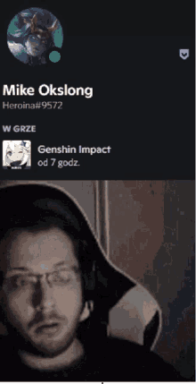 a screenshot of mike okslong with a picture of him