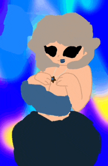 a cartoon drawing of a girl with a blue necklace