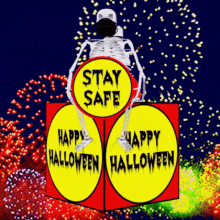 Stay Safe Halloween Happy Halloween GIF - Stay Safe Halloween Happy Halloween Skeletons GIFs