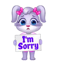 a cartoon bunny girl is holding a sign that says i 'm sorry