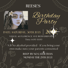 reese 's birthday party is being held on saturday july 30th 2022
