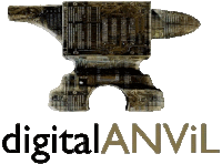 a digital anvil logo with an anvil in the center