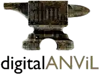 a digital anvil logo with an anvil in the center
