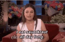 Sauerkraut I Eat Sauerkraut All Day Long GIF - Sauerkraut I Eat Sauerkraut All Day Long Mila Kunis GIFs