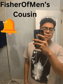 fisher of men 's cousin takes a selfie in front of a bell