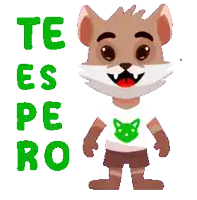 a cartoon fox wearing a white shirt with a cat on it