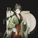 a drawing of a girl with a crown on her head is surrounded by letters r and p.