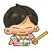 a cartoon of a boy holding a pencil with the word bonk on the bottom right