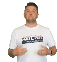 a man wearing an aduna padova women t-shirt