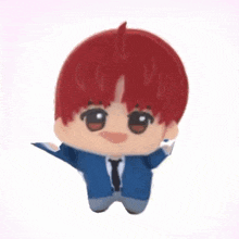 a cartoon character with red hair is surrounded by colorful flowers