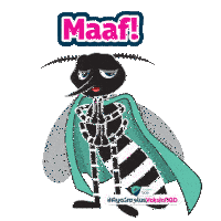 a cartoon of a mosquito with a cape and the words maaf behind it