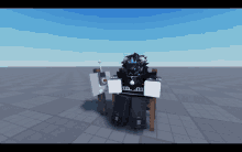 a cartoon character is sitting on a chair with a sign that says ' id.m.t. ' on it