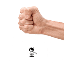 a person 's fist is being drawn on a white background