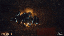 a disney + ad for ironheart shows a robot flying through the air