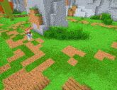 a minecraft game with a tnt explosion in the middle of a maze