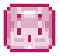a pixel art drawing of a pink cube with a white border