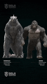 a godzilla and a kong are shown side by side
