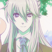 a drawing of a girl with long white hair and blue eyes