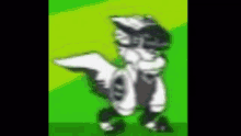 a black and white cartoon character is standing in front of a green background and wearing sunglasses .