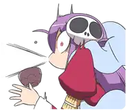 a cartoon drawing of a girl with a skull on her head .