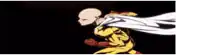 a bald man in a yellow and white superhero costume is flying through the air with a fist in his hand .