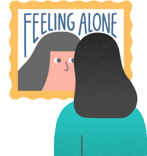 Reflecting On Feeling Alone In English Sticker - Real Feels Girl Mirror Stickers
