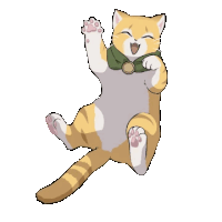 a cartoon cat is jumping in the air with its paws up
