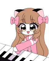 a drawing of a girl playing a piano