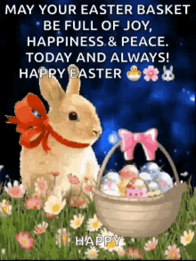 happy easter bunny basket eggs