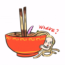 blonde girl ramen chopsticks where