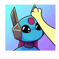 a cartoon drawing of a robot with a yellow paw on its face