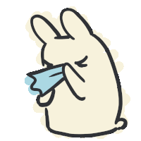 a drawing of a rabbit blowing its nose