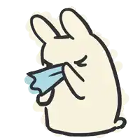 a drawing of a rabbit blowing its nose