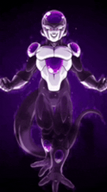frieza from dragon ball z is a purple and white superhero with a purple helmet .