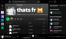 a screenshot of a playlist on thats fr
