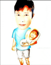 a cartoon of a man holding a baby