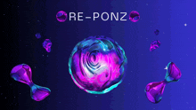 a purple and blue planet with the words re-ponz above it