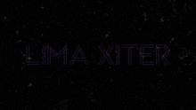 the word lima xter is written in purple letters on a black background