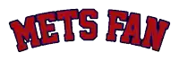 a mets fan logo that is red and blue on a white background