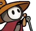 a cartoon character is wearing a hat and holding a cane