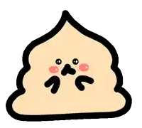 a cartoon drawing of a pile of poop with a sad face