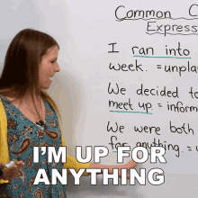 Im Up For Anything Emma GIF - Im Up For Anything Emma Learn English With Emma GIFs